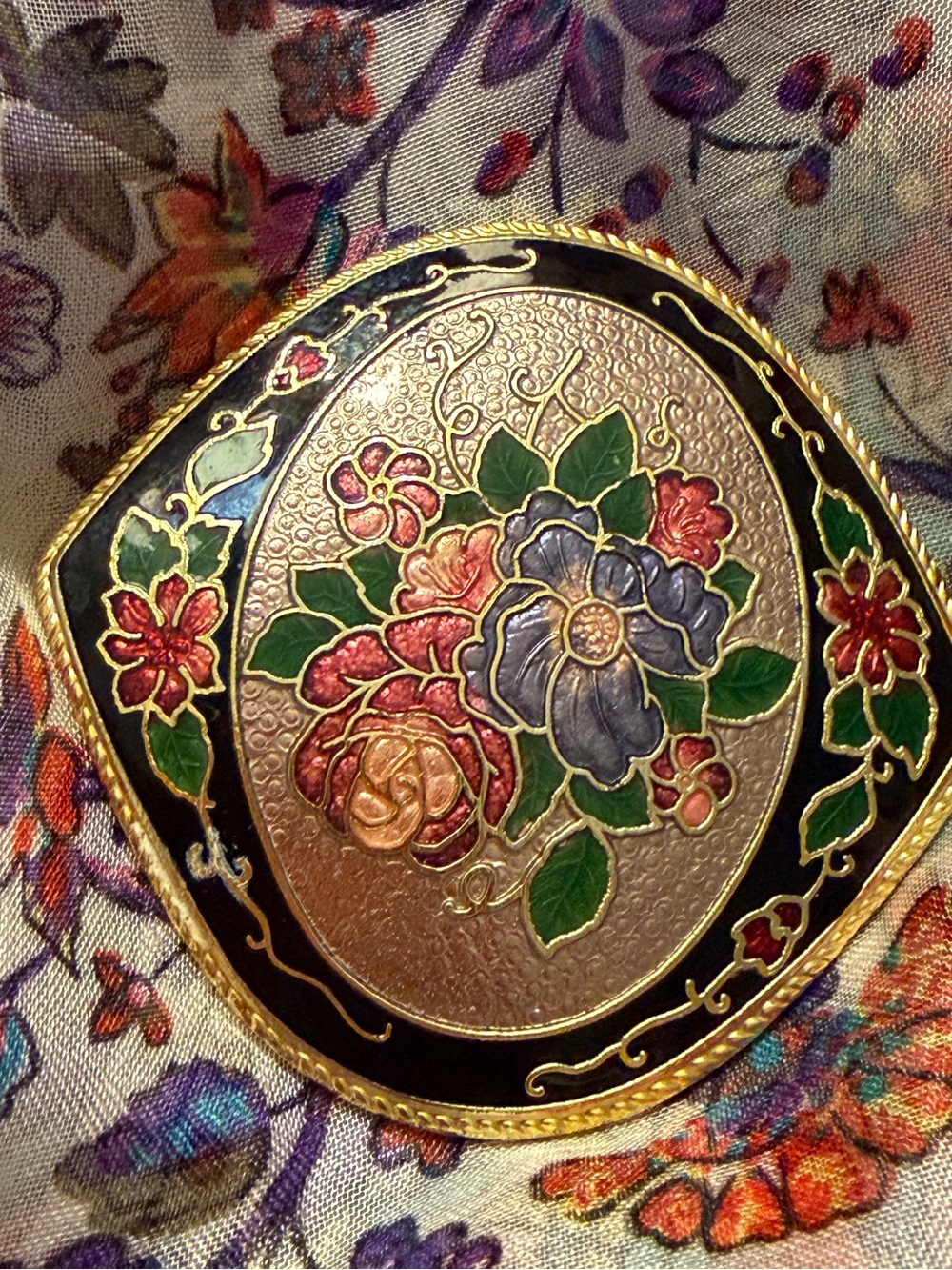 Vintage Floral Clossonie’ Brooche